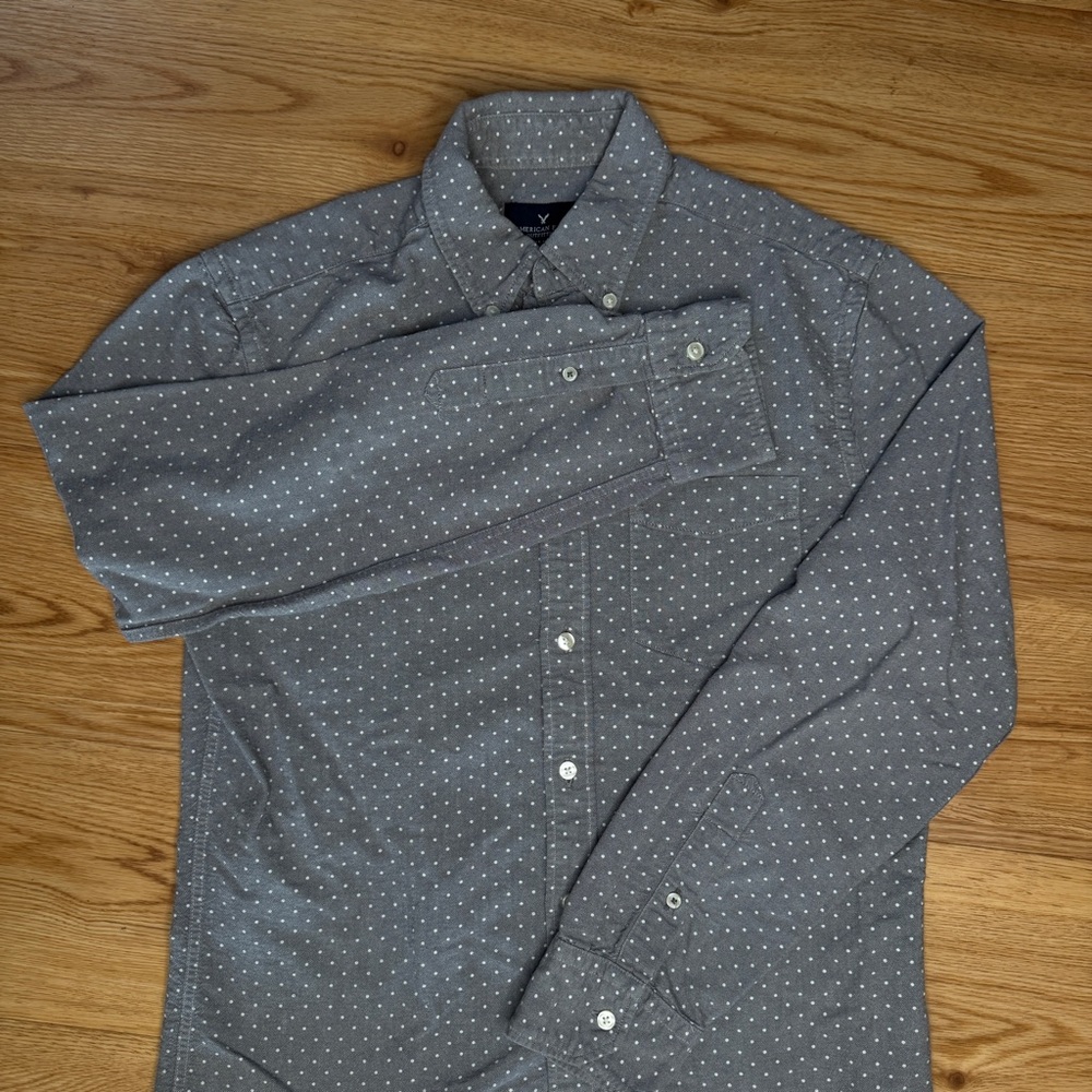 American Eagle Gray Button Down Shirt, size Small, 2015, casual workwear